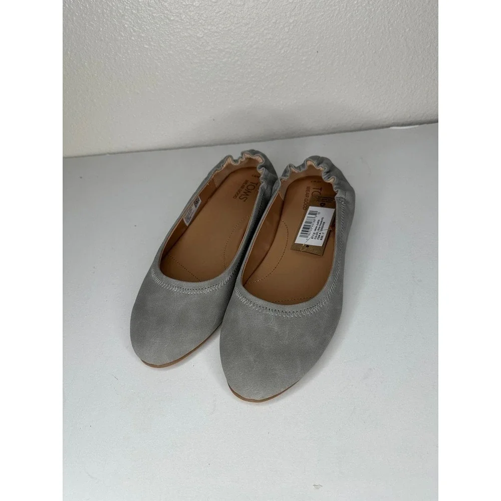 NEW TOMS Judith Women's Slip On Ballet Flats Grey Suede PU Size 7 10020436